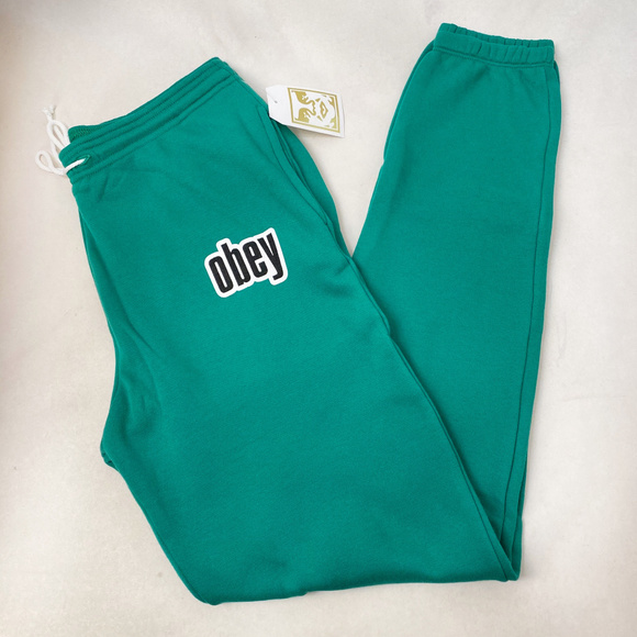 Obey Pants - Obey Sweatpants "Obey 1990" Avocado Green NWT